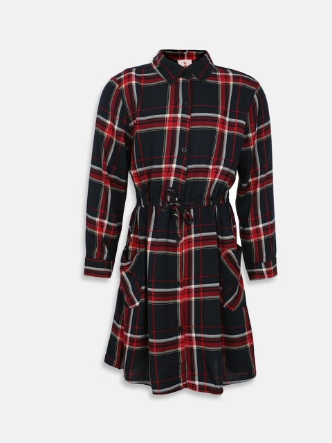 

Oxolloxo Girls Black Checked Fit and Flare Dress