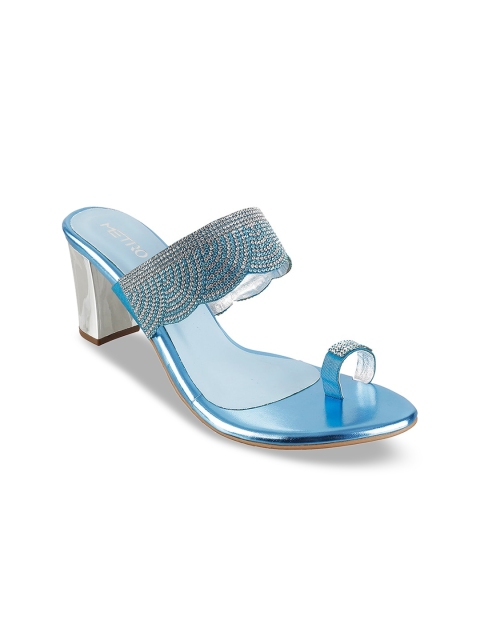 

Metro Women Blue Embellished Block Heels