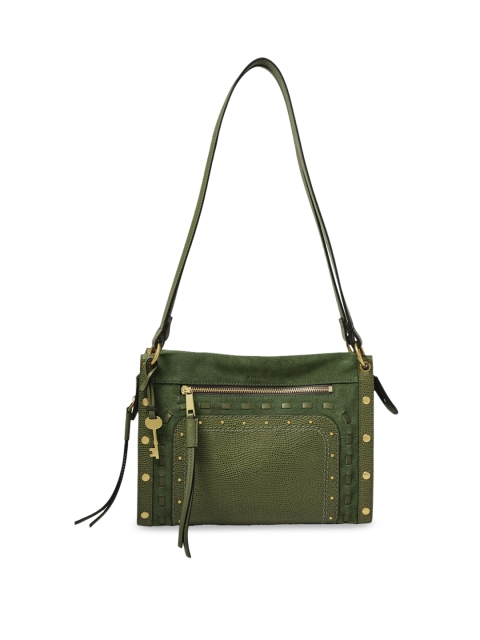 

Fossil Green Embellished Sling Bag