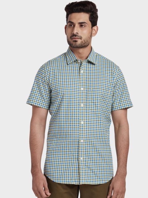 

ColorPlus Men Yellow Tailored Fit Checked Casual Shirt