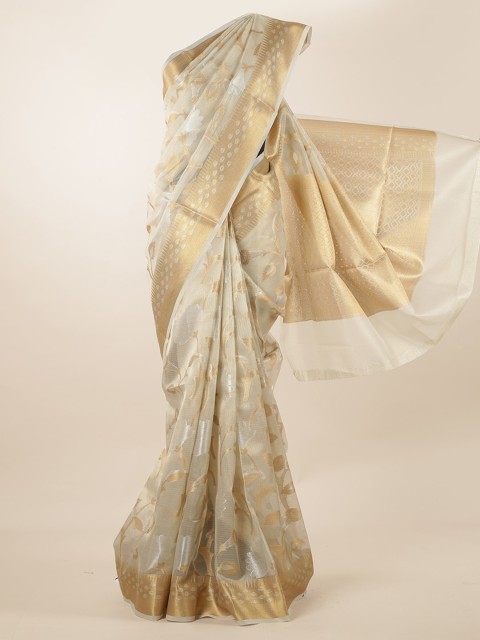 

Pothys Cream-Coloured Woven Design Supernet Saree