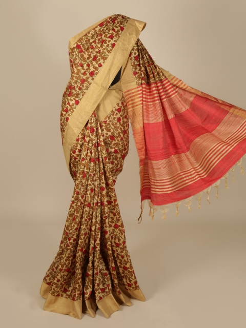 

Pothys Cream-Coloured Printed Saree