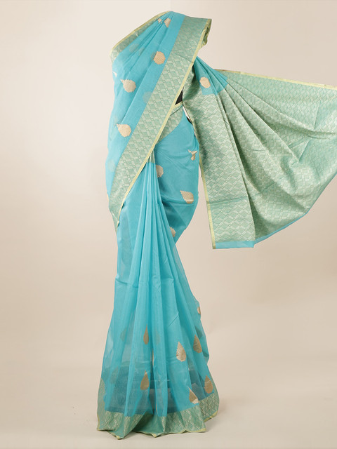 

Pothys Blue Woven Design Cotton Blend Saree