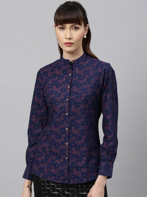 

Park Avenue Woman Women Blue & Pink Regular Fit Printed Casual Shirt