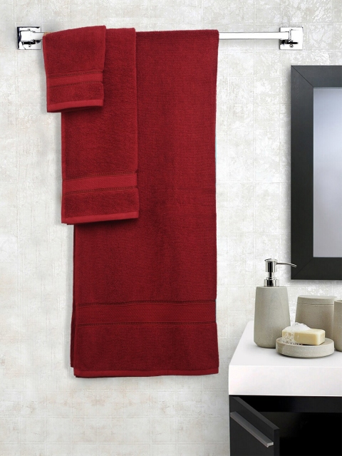 

SWHF Unisex Pack Of 3 Maroon Solid 450 GSM Towels