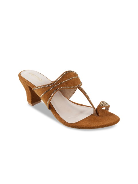 

Metro Women Gold-Toned Embellished Block Heels