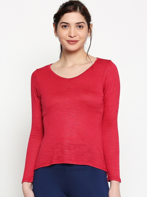 

inocenCia Women Red Solid V-Neck T-shirt