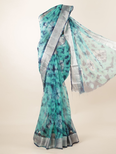 

Pothys Turquoise Blue Dyed Supernet Saree