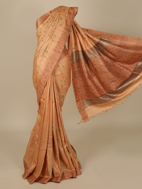 

Pothys Orange Floral Print Saree