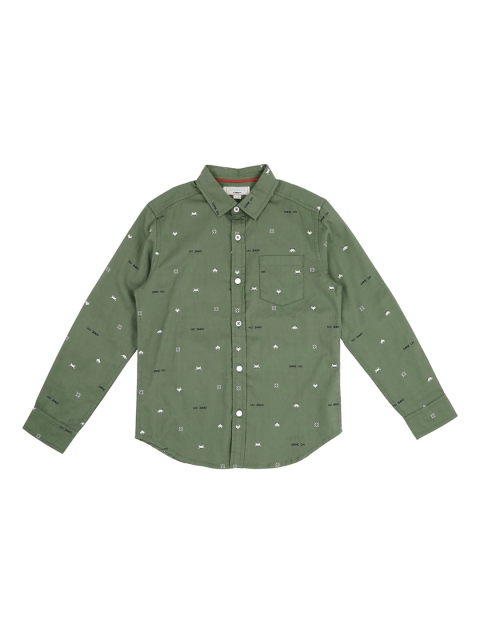 

Pantaloons Junior Boys Olive Green Regular Fit Printed Casual Shirt