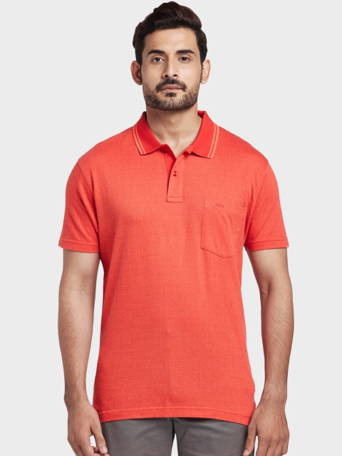 

ColorPlus Men Orange Solid Polo Collar T-shirt