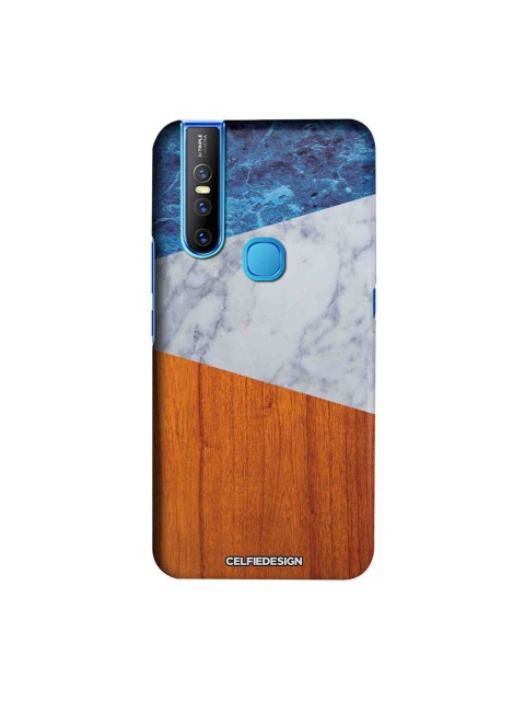 

CelfieDesign Orange & Blue Marble Wood Signature Quirky Sustainable Vivo V15 Back Cover