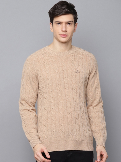 

GANT Men Beige Self Design Pullover Sweater