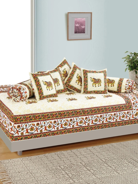 

Salona Bichona Yellow & Red Ethnic Motif Printed Diwan Set