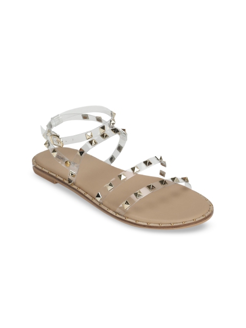 

Truffle Collection Women Transparent Solid PU Open Toe Flats