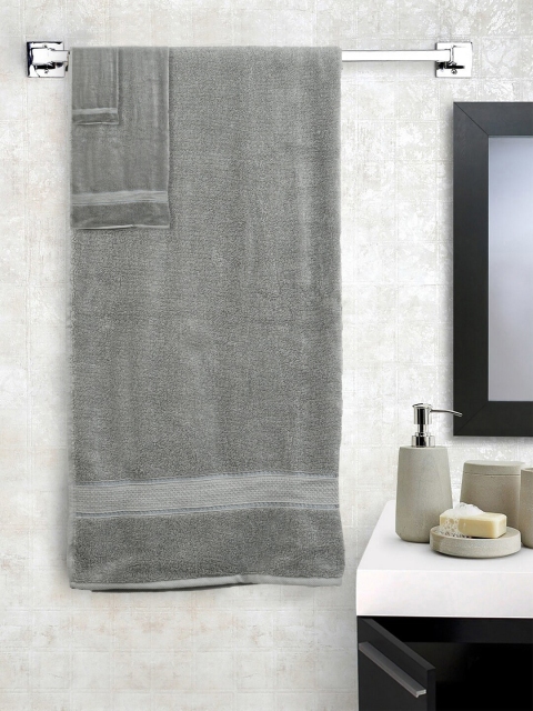 

SWHF Unisex Pack Of 3 Grey Solid 450 GSM Towels