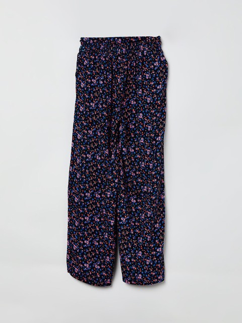 

max Girls Navy Blue & Red Floral Printed Wide Leg Palazzos