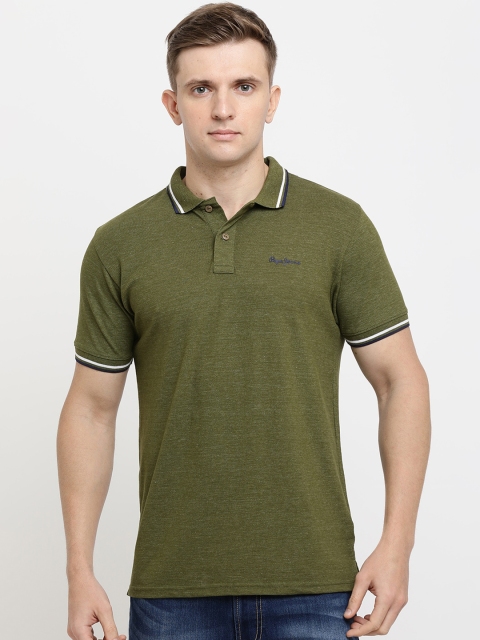 

Pepe Jeans Men Olive Green Solid Polo Collar T-shirt