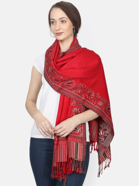 

Monte Carlo Women Red & Black Woven Design Stole