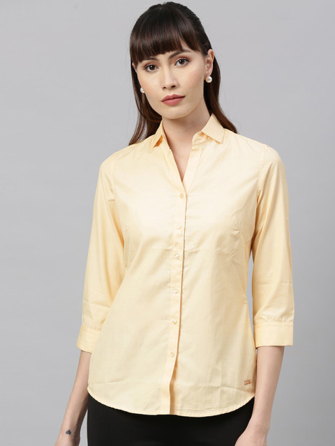 

Park Avenue Woman Women Yellow Regular Fit Solid Casual Shirt