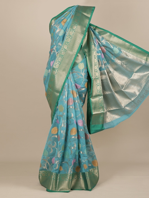 

Pothys Blue & Gold-Coloured Tissue Woven Design Saree