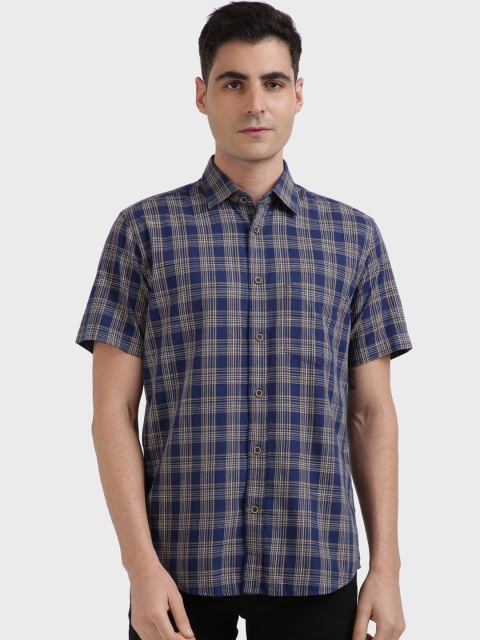 

ColorPlus Men Blue Tailored Fit Checked Casual Shirt