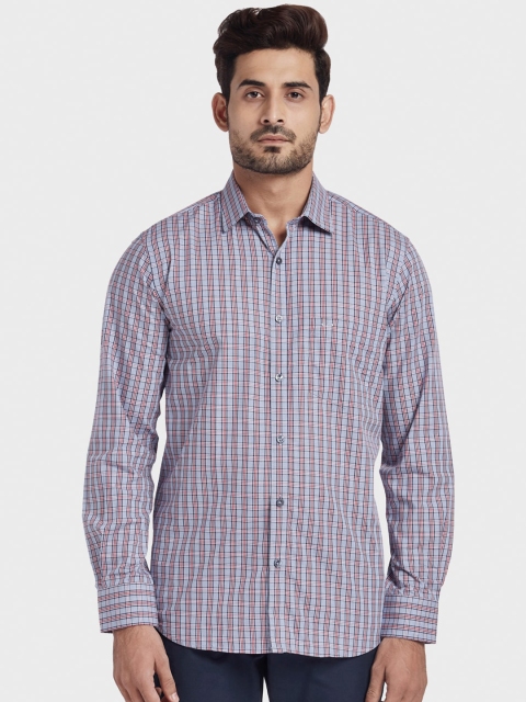 

ColorPlus Men Red & Blue Tailored Fit Checked Casual Shirt