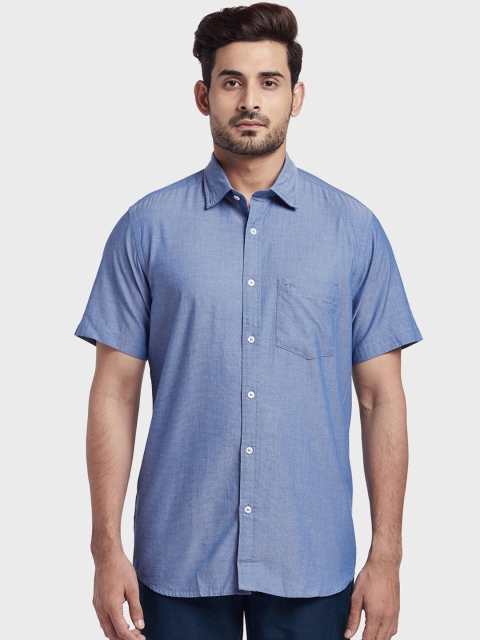 

ColorPlus Men Blue Tailored Fit Solid Casual Shirt