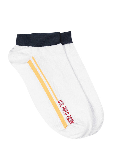 

U.S. Polo Assn. Men White & Black Striped Ankle-Length Socks