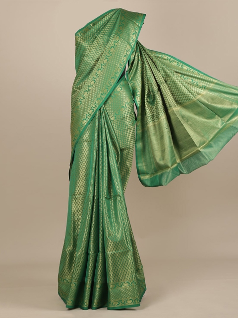

Pothys Green & Gold-Toned Tissue Woven Design Saree