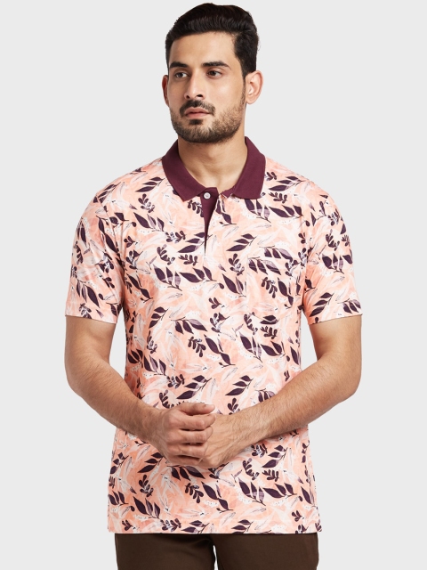 

ColorPlus Men Peach-Coloured Printed Polo Collar T-shirt