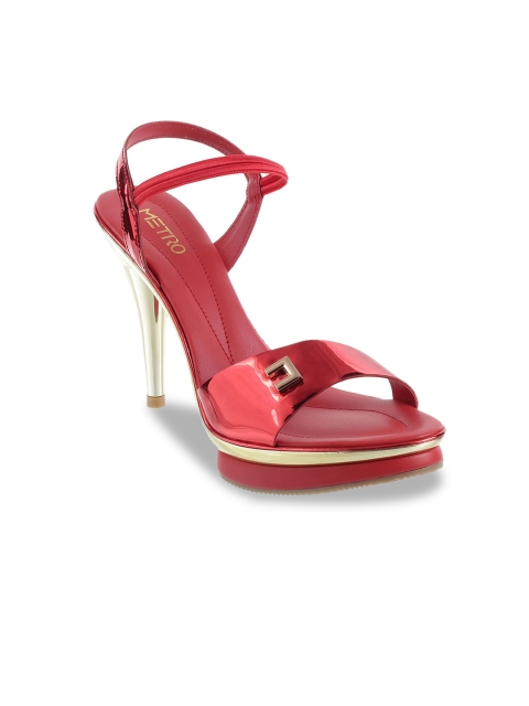 

Metro Women Red & Gold-Toned Solid Stilettos
