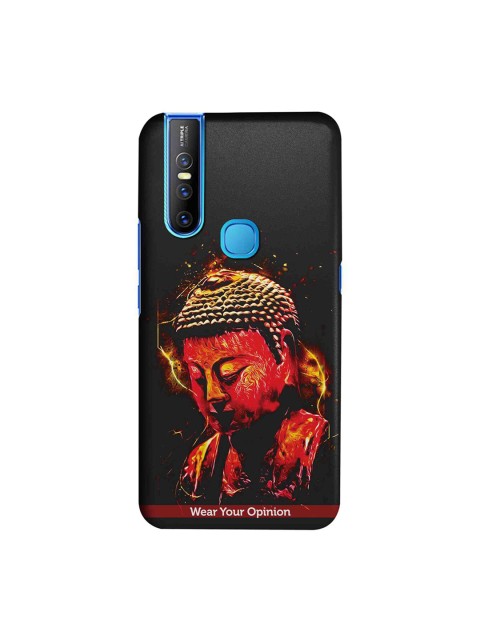 

CelfieDesign Black & Red Peace Buddha Printed Vivo v15 Back cover