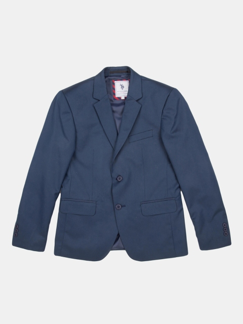 

U.S. Polo Assn. Kids Boys Navy Blue Solid Single-Breasted Regular Fit Blazer