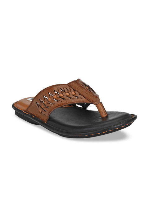 

BUCIK Men Tan Brown Laser Cut Sandals