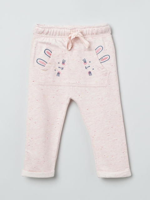

max Girls Beige Printed Regular Trousers