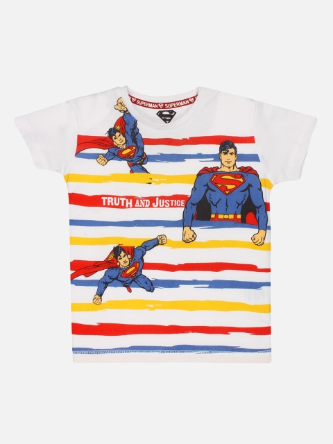 

Kids Ville Boys White Superman Printed Round Neck T-shirt