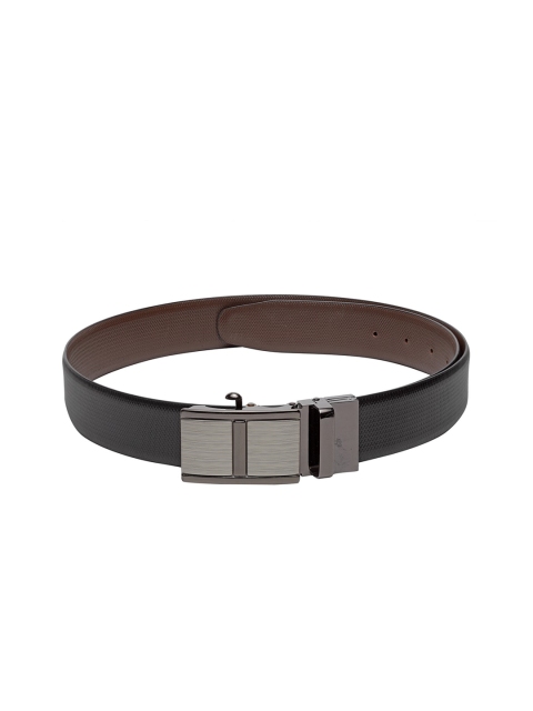 

Teakwood Leathers Men Black & Brown Textured Leather Reversible Belt