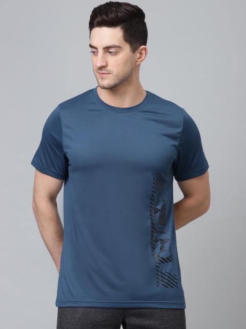 

ASICS Men Blue Printed Round Neck T-shirt