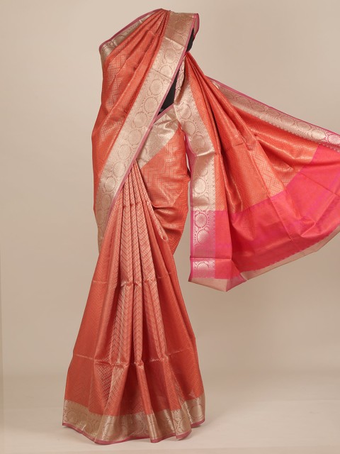 

Pothys Peach-Coloured Woven Design Saree