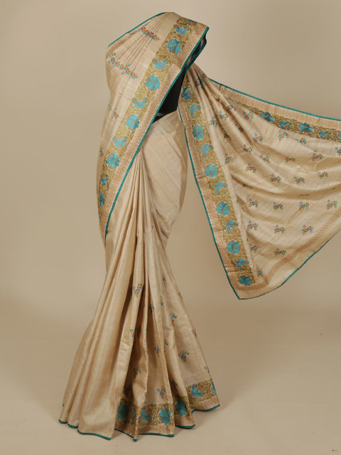

Pothys Cream-Coloured Woven Design Jute Silk Saree