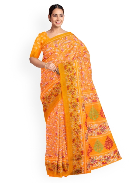 

KLM Fashion Mall Yellow Printed Linen Blend Saree