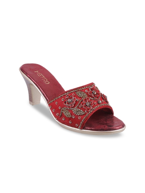 

Metro Women Maroon Embellished Mules