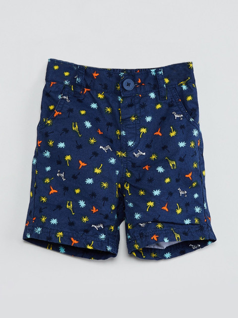 

max Boys Navy Blue Printed Regular Shorts
