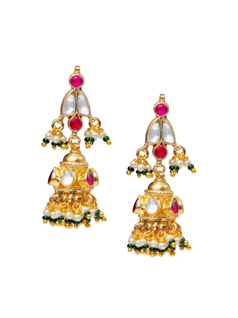 

MORKANTH JEWELLERY White & Pink Contemporary Jhumkas