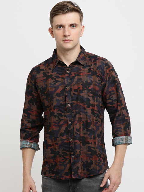 

Pepe Jeans Men Brown Regular Fit Printed Casual Shirt