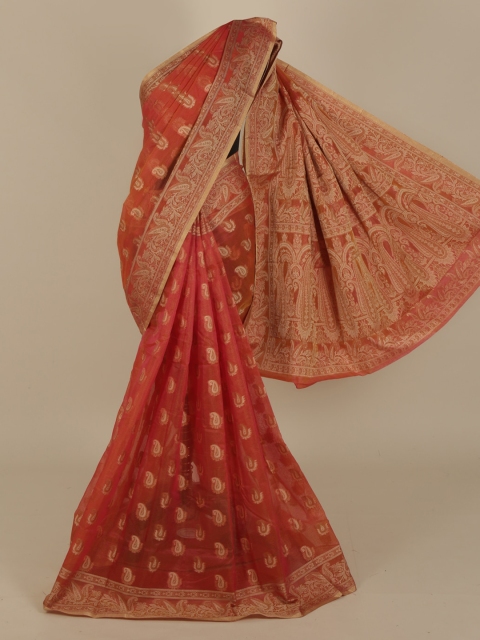 

Pothys Pink & Gold-Coloured Cotton Blend Woven Design Saree