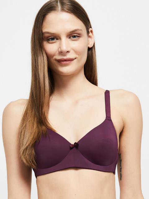 

max Purple Solid Lightly Padded Non-Wired T-Shirt Bra-SU20PDNW06WINE