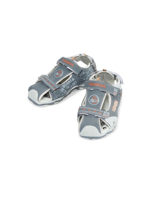 

max Boys Grey Printed Shoe-Style Sandals