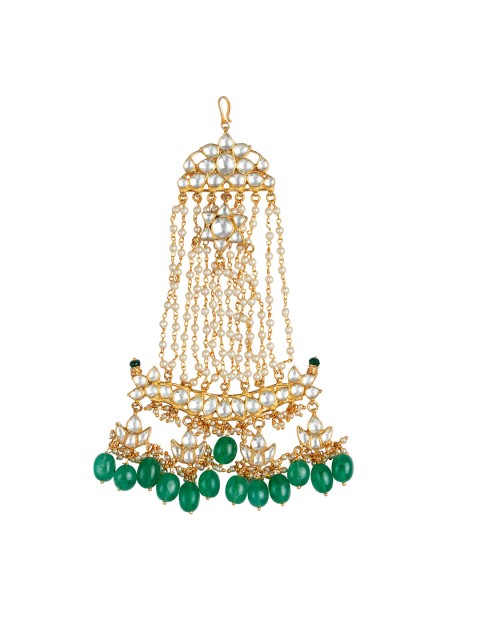 

MORKANTH JEWELLERY 24KT Gold Plated Pachhi Kundan Passa, White